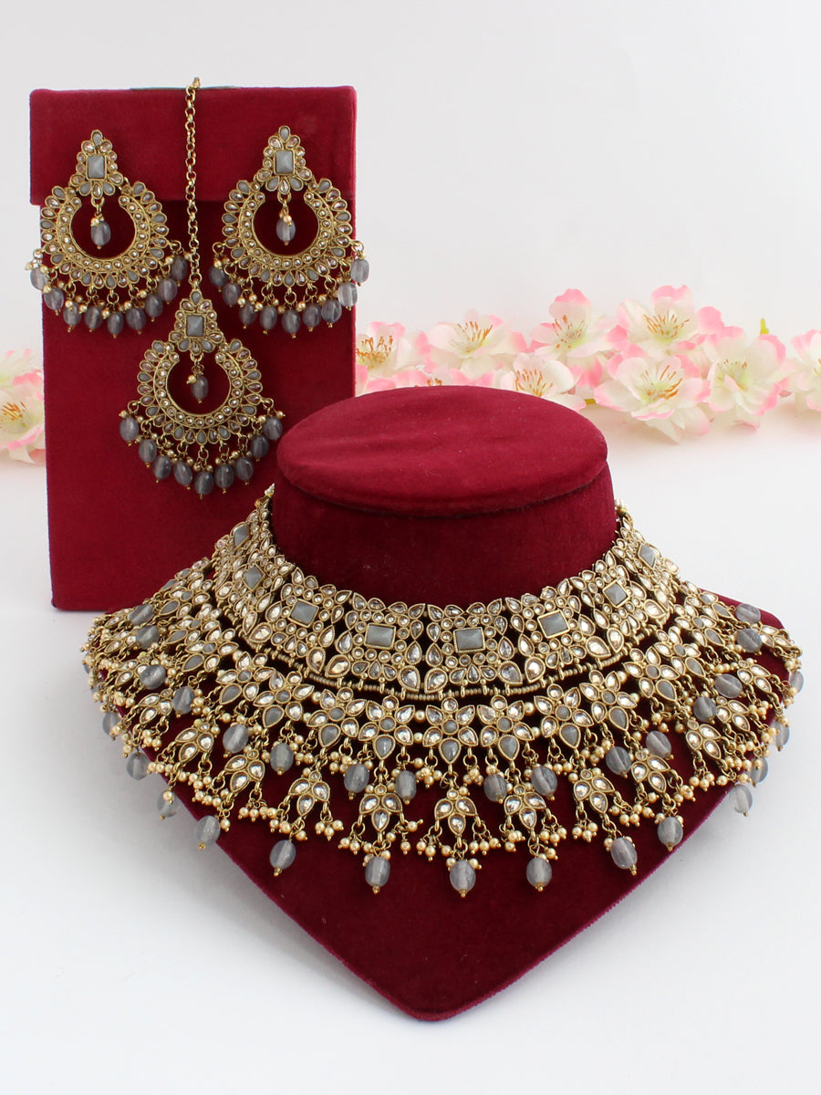 Karuna Necklace Set- Grey