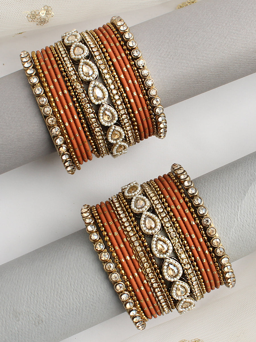 Vrinda Bangle Set / Stack-Brown