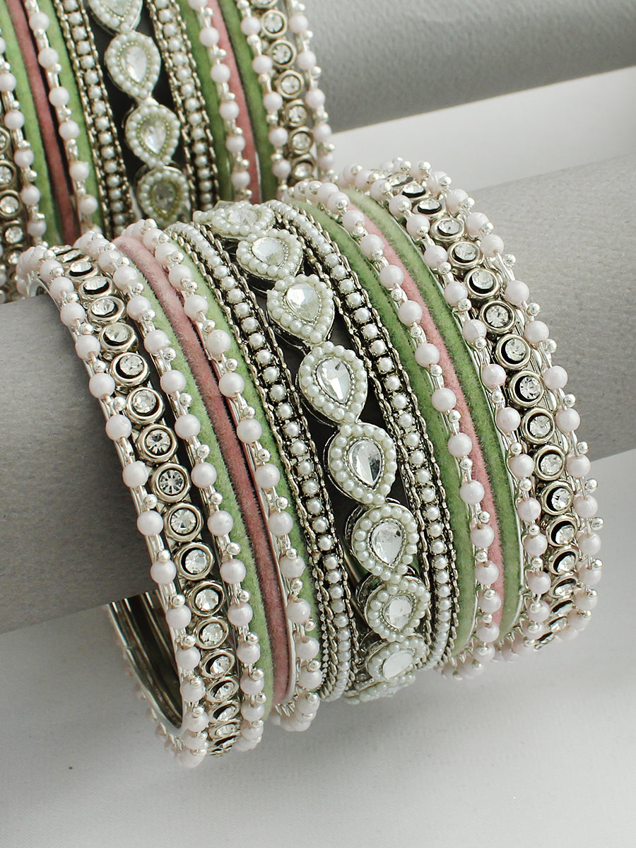 Amisha Bangle Set / Stack-pastel pink / mint green