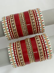 Nivanshi Bridal Choora Bangle Set-maroon