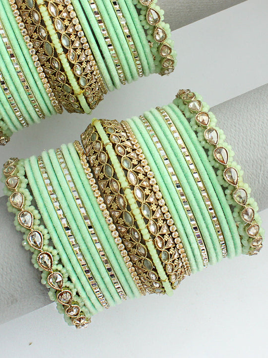 Aastha Bangle Set / Stack-Mint Green 