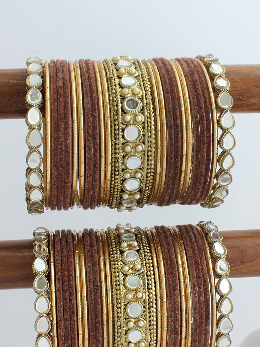 Malika Bangle Set / Stack-Brown 