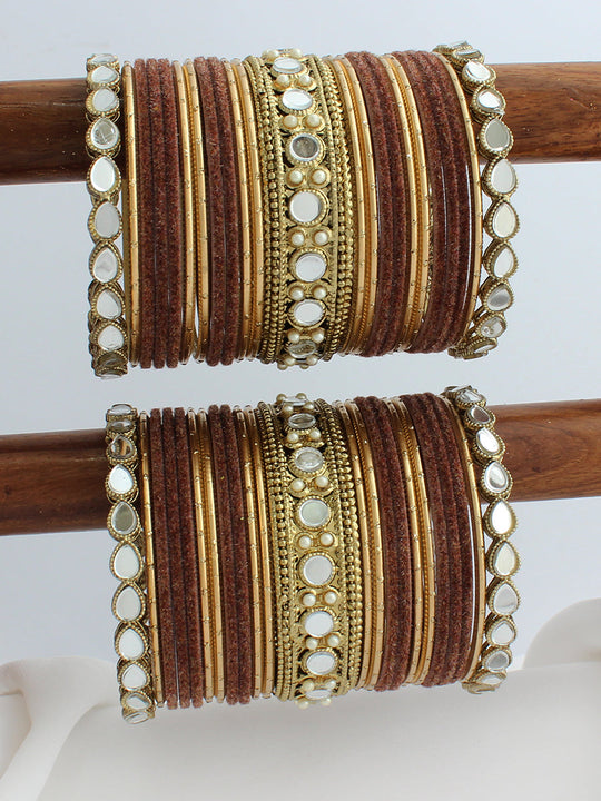 Malika Bangle Set / Stack-Brown 