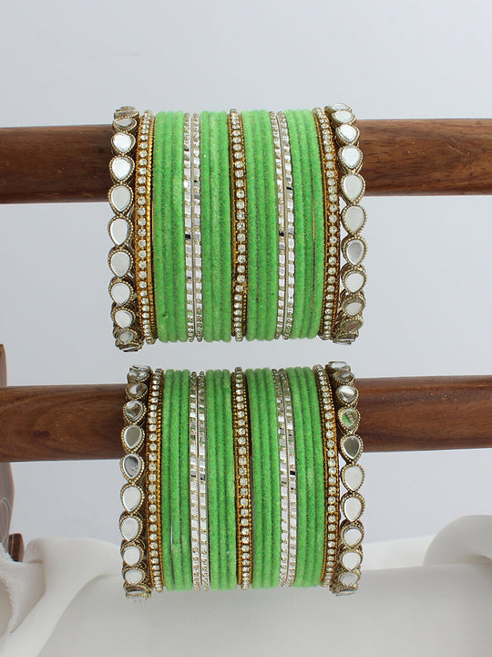 Sheetal Bangle Set / stack-Parrot Green 