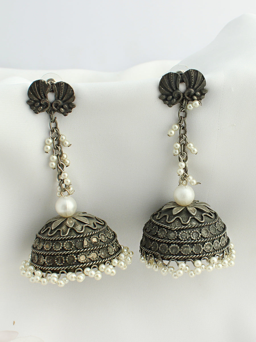 Komal Earrings - Antique Silver
