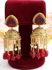 Anmol Earrings - Gold / Maroon