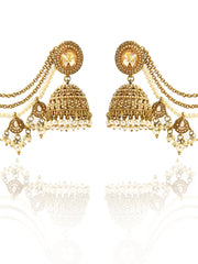Falak Jhumki Earrings With Ear Chain-Gold