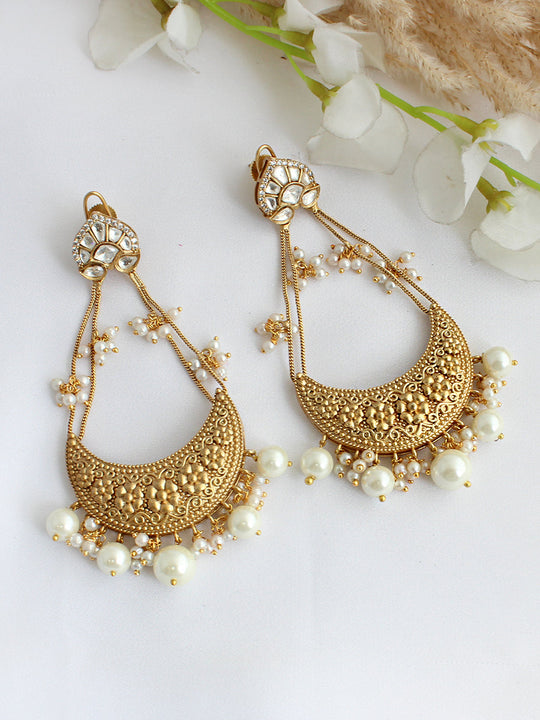 Pravya Long Earrings-Gold