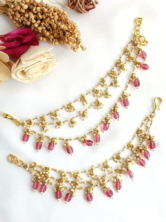 Ridhima Ear Chain / Kaanchain-Pink