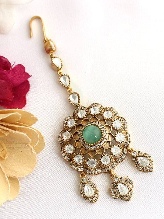 Neeti Maang Tikka-Mint Green