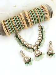 Patiala Necklace Set-Mint Green
