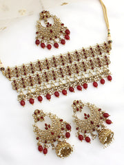 Saira Necklace Set-Maroon