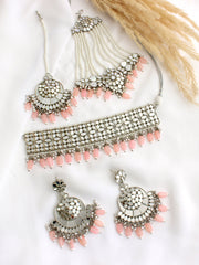 Seerat Necklace Set-Pastel Pink