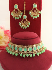 Mahira Necklace Set - Mint green