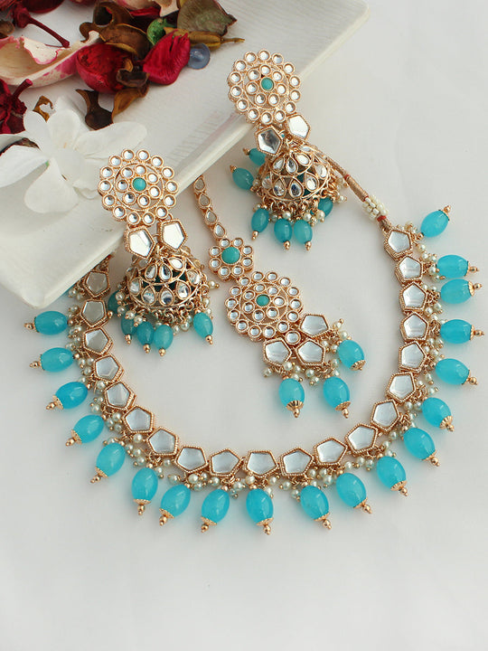 Tara Bib Necklace Set-Turquoise