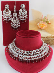 Anisha Bib Necklace Set-Maroon