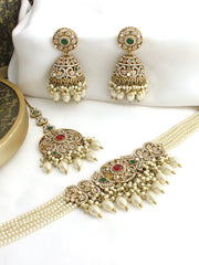 takshi Mirror Choker Necklace Set-Multicolor