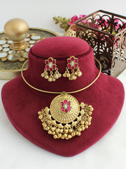 Pragya Hasli Necklace Set-Hot Pink