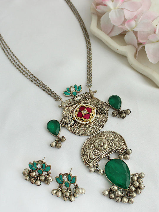 Dhwani Long Pendant Necklace Set-MultiColor
