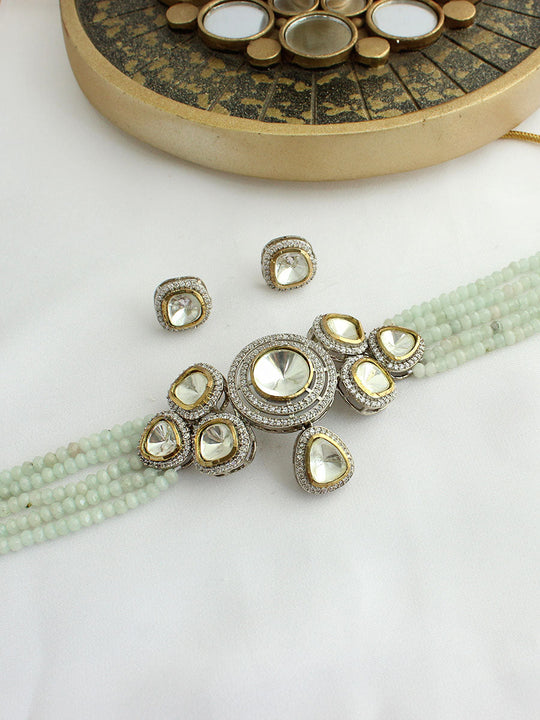Saba Choker Necklace Set-Mint Green