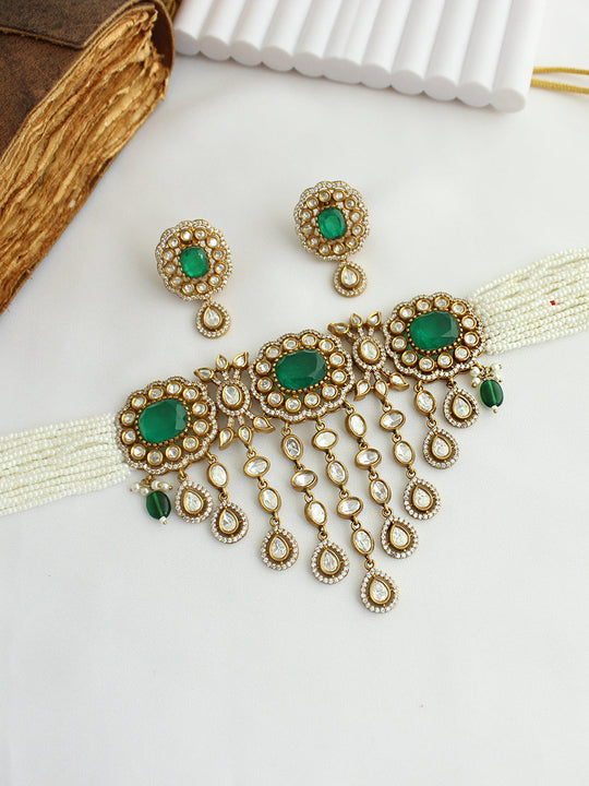 Siyanshi Choker Necklace Set-Green