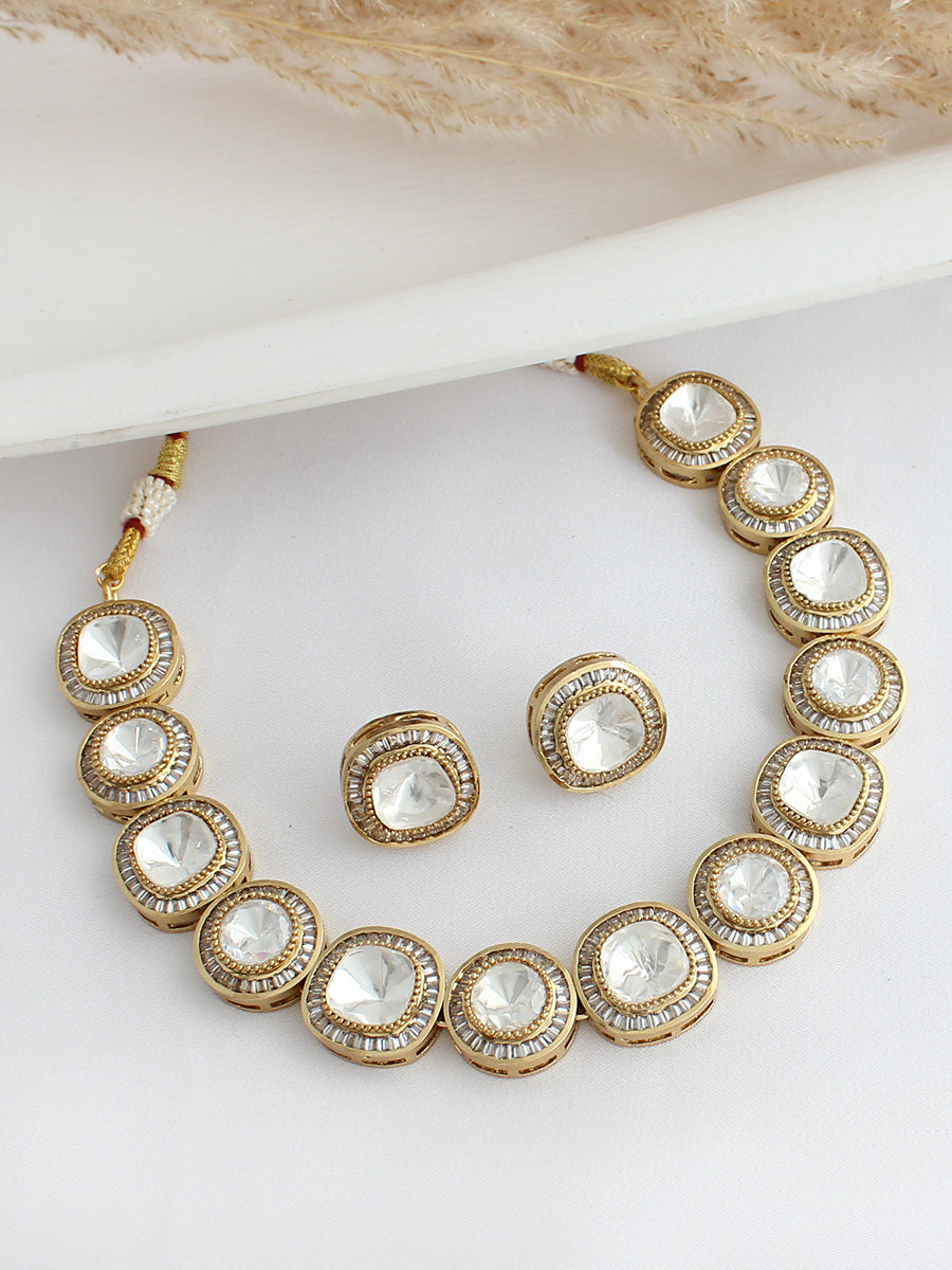Ekisha Choker Necklace Set-White