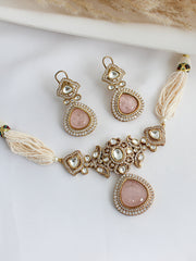 Siyara Choker Necklace Set-Pastel Pink