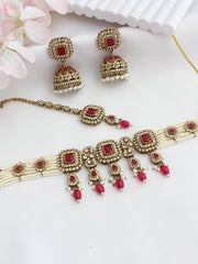 Jivika Choker Necklace Set-Maoon